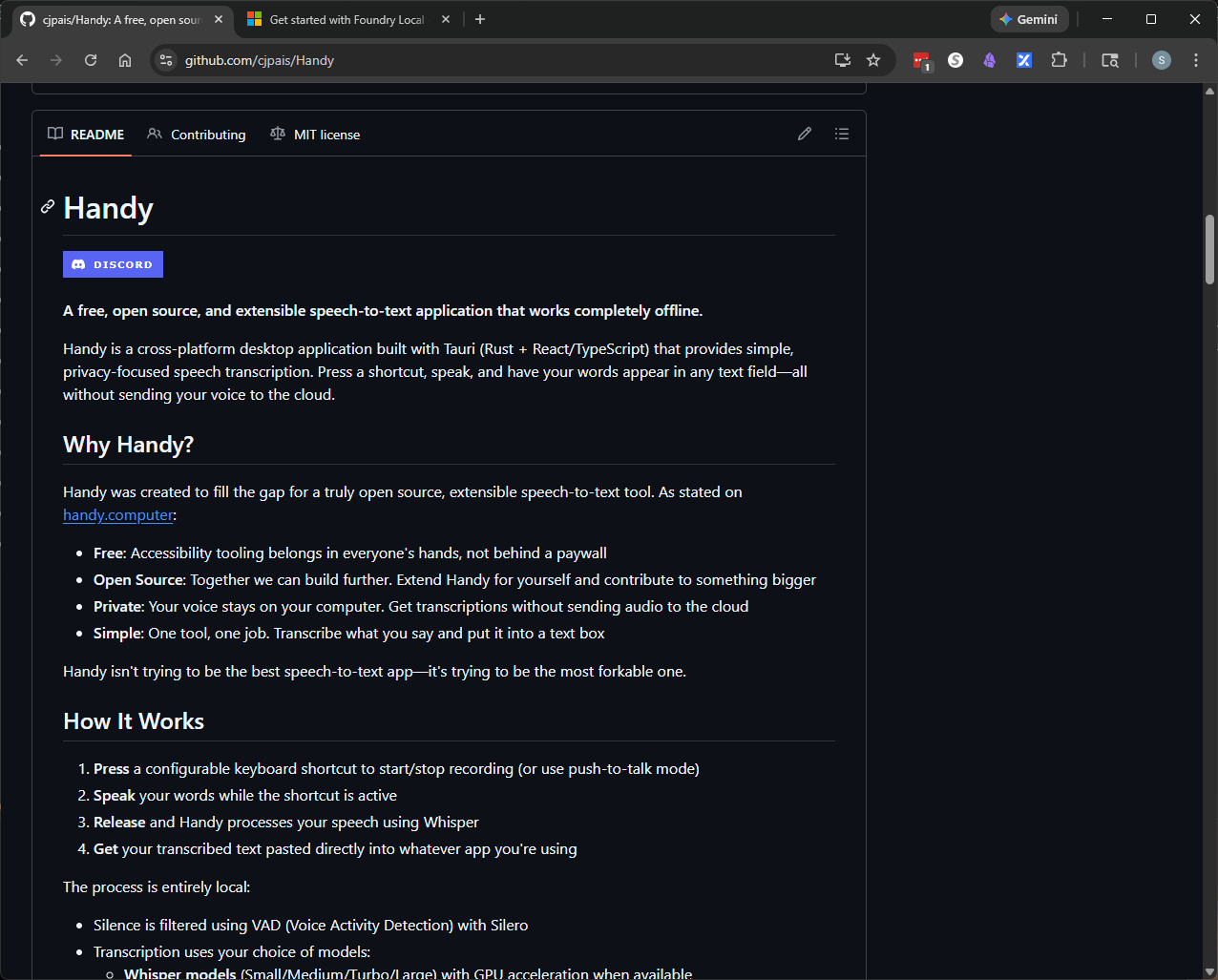 Handy project home page